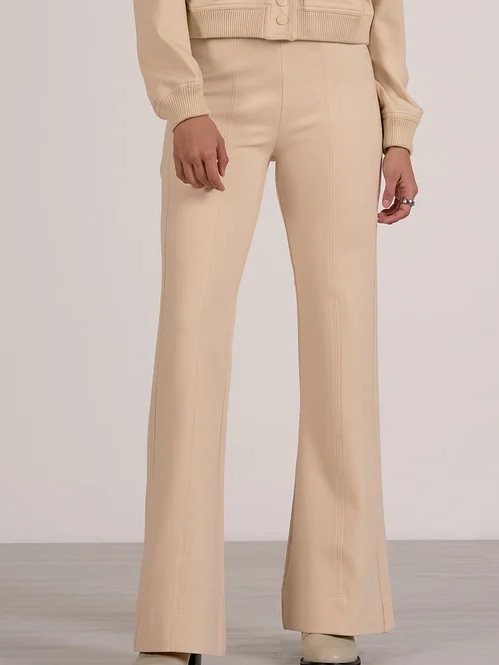 Scuba Pants Cream High-Waist Flare